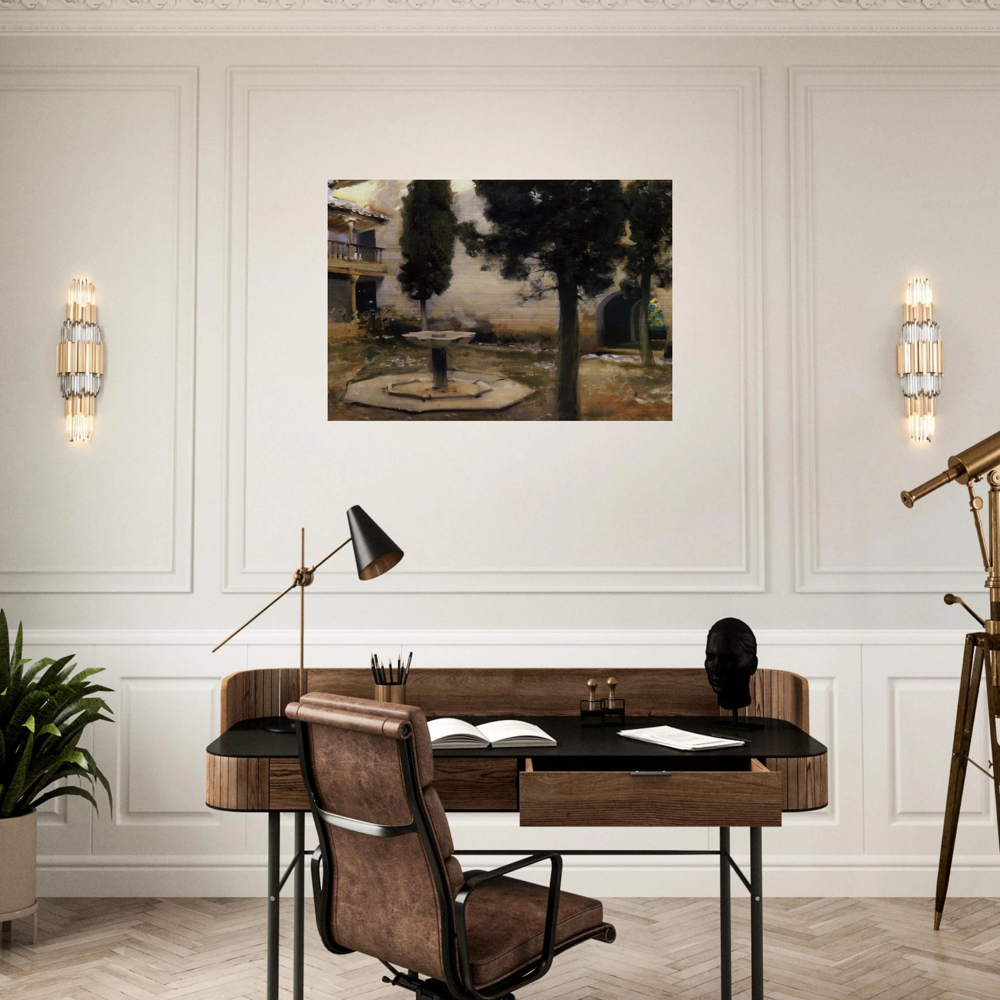 Alhambra, Patio de la Reja - John Singer Sargent Brushed Aluminum Print - 70x100 cm / 28x40 inches | John Singer Sargent Aluminum Print | John Singer Sargent Prints