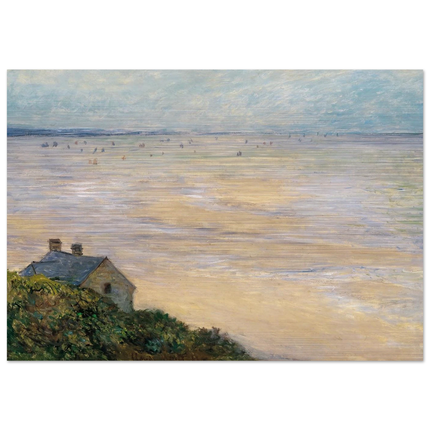 The Hut at Trouville, Low Tide - claude monet Brushed Aluminum Print - 70x100 cm / 28x40 inches | claude monet Aluminum Print | claude monet Prints