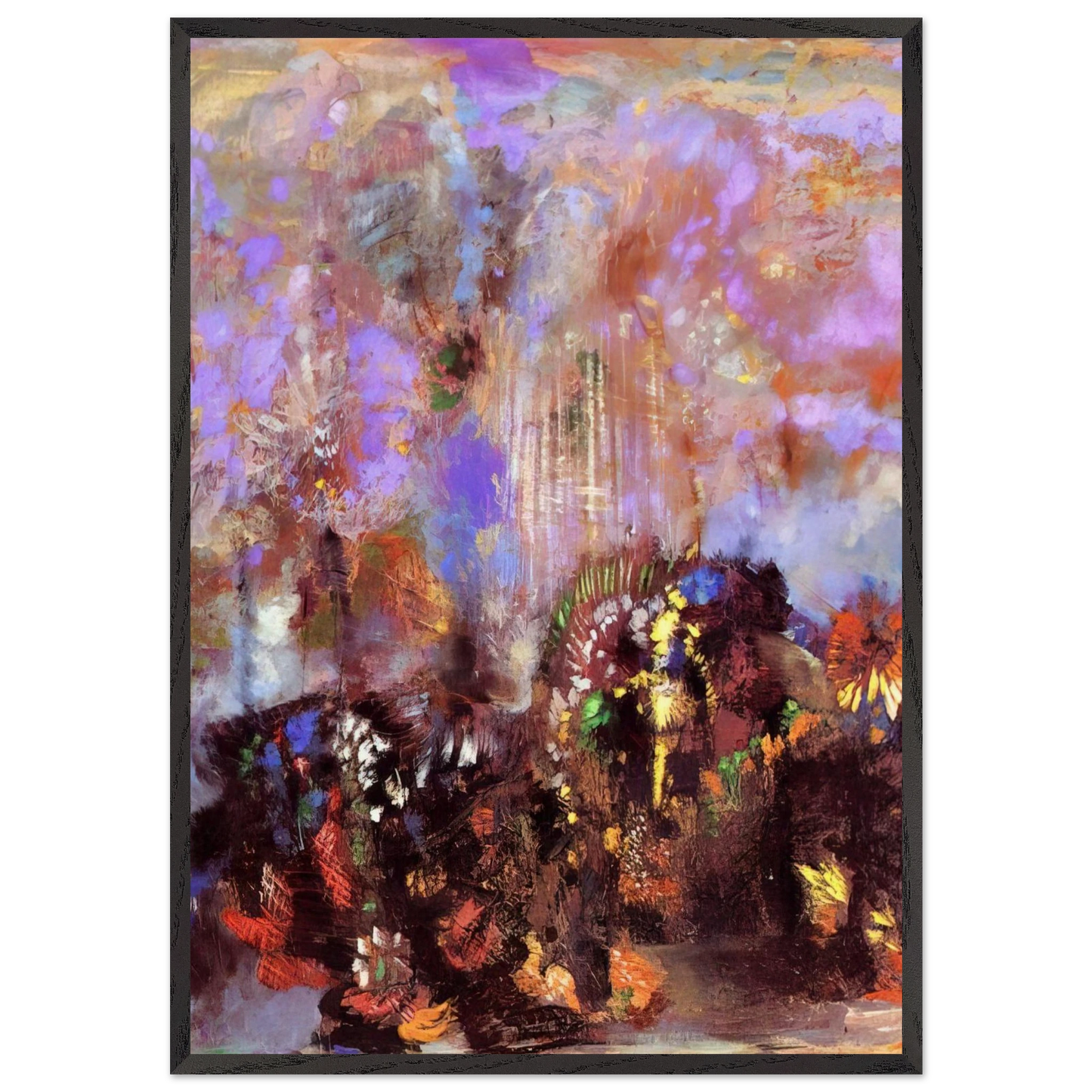 COMPOSITION WITH FLOWERS - Odilon Redon Framed Art Print – Black Wooden Frame - Default Title - -Framed Art Print