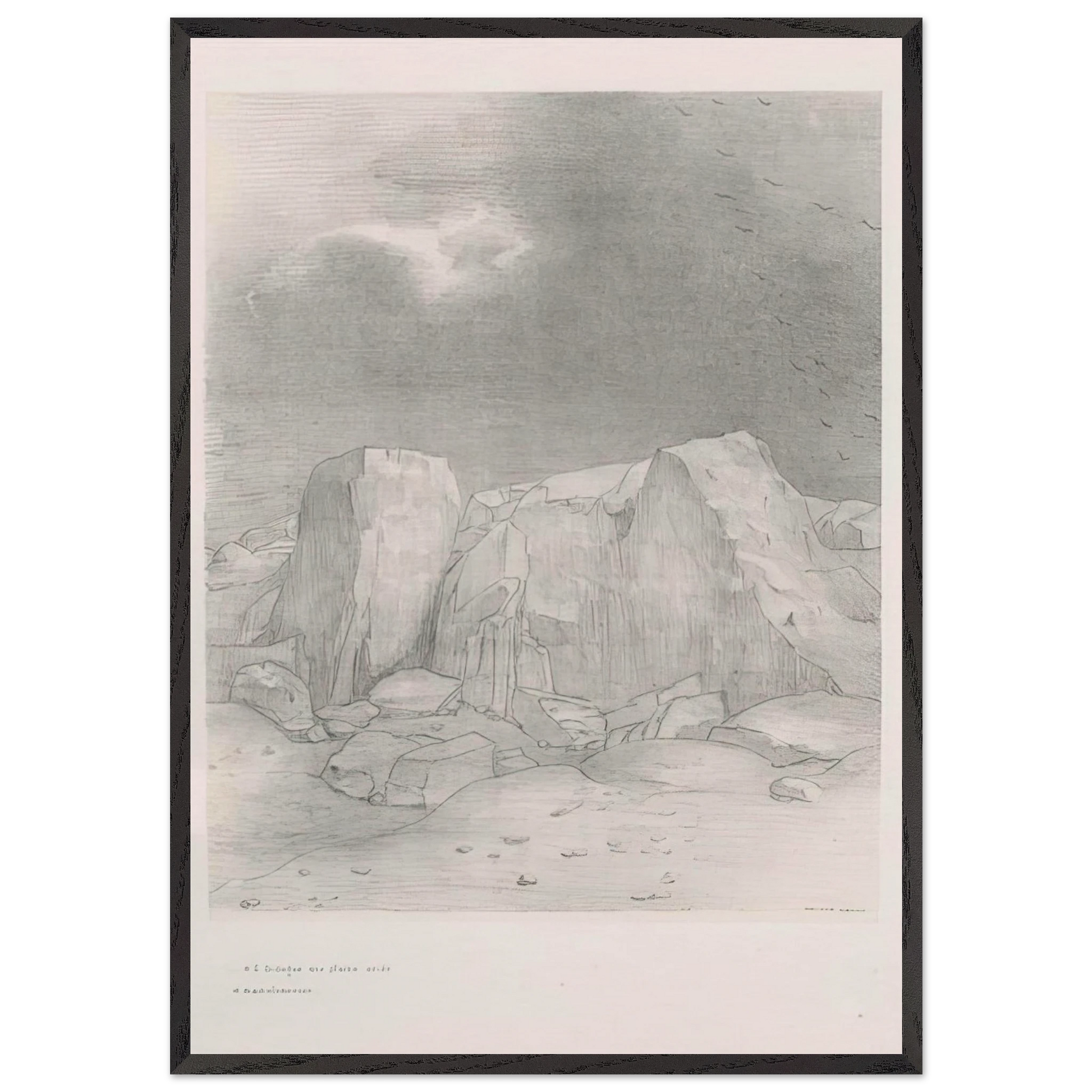AND HE DISCERNS AN ARID KNOLL COVERED PLAIN PLATE 7 1896 - Odilon Redon Framed Art Print – Black Wooden Frame - Default Title - -Framed Art Print