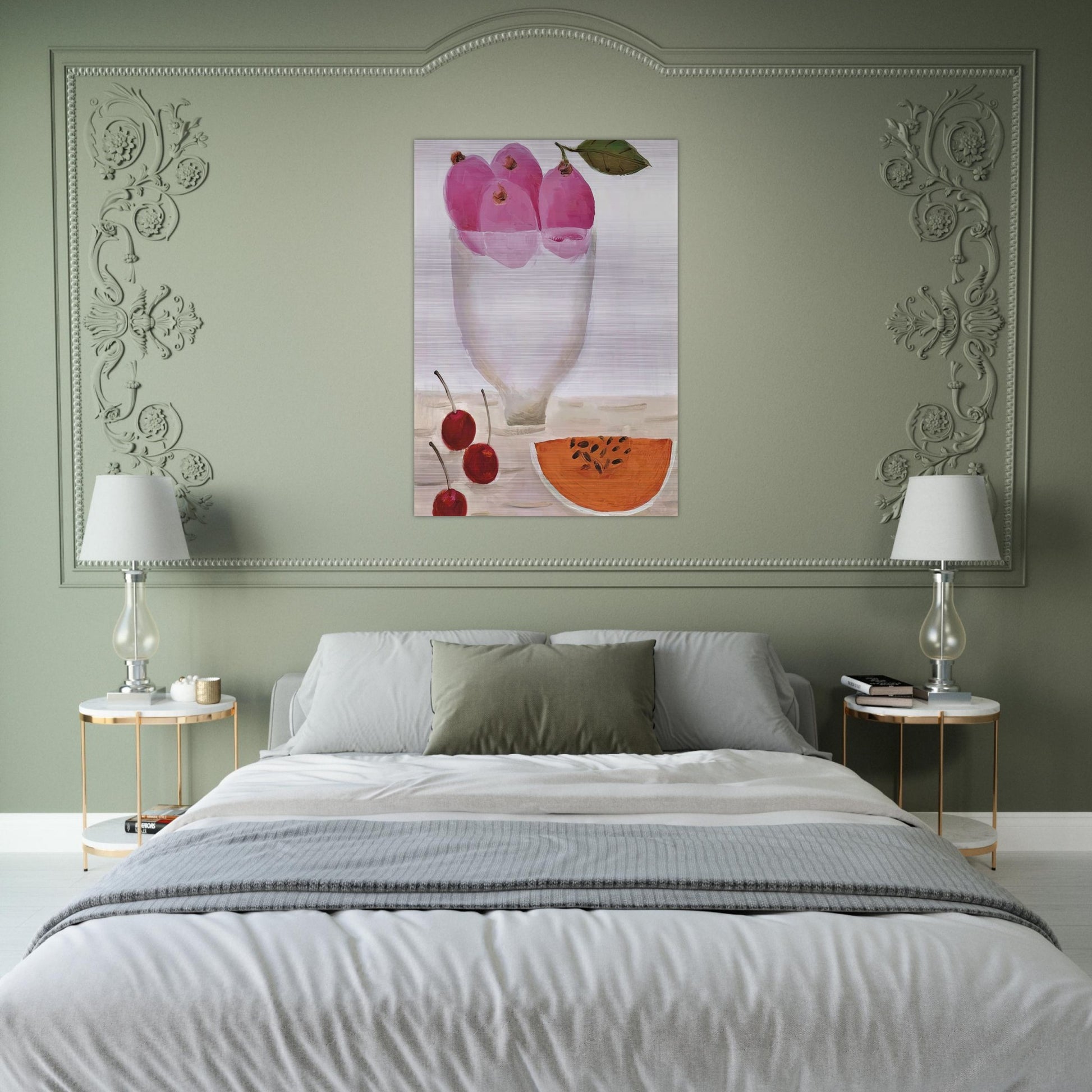 Three Cherries - 2000 - Mary Fedden Brushed Aluminum Print - 70x100 cm / 28x40 inches | Mary Fedden Aluminum Print | Mary Fedden Prints