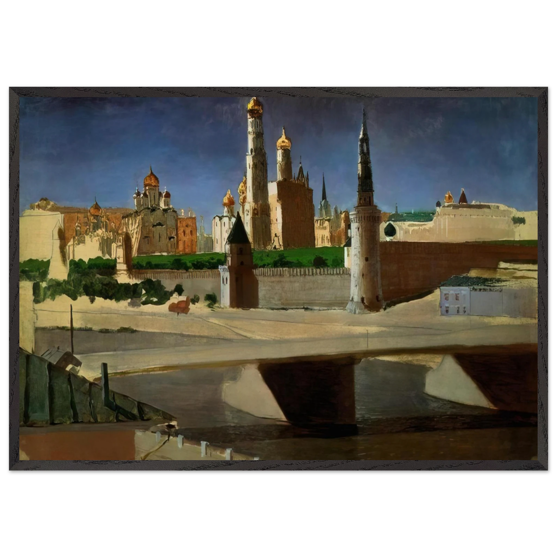 View of the Kremlin from the Zamoskvorechye District - Arkhyp Kuindzhi Framed Art Print – Black Wooden Frame - Default Title - -Framed Art Print