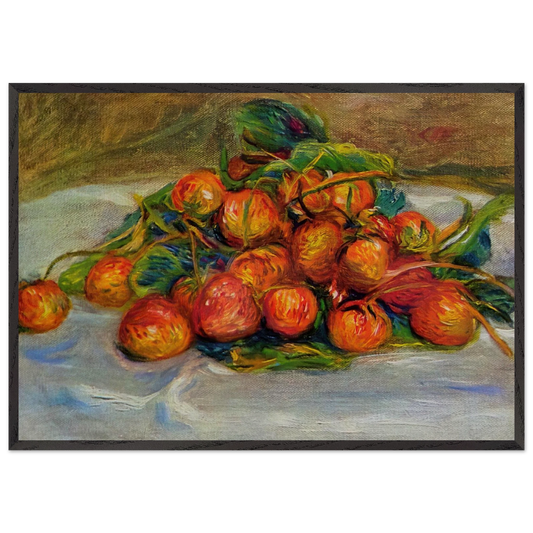 Strawberries - Pierre-Auguste Renoir 70x100 cm / 28x40 inches Framed Art Print – Black Wooden Frame