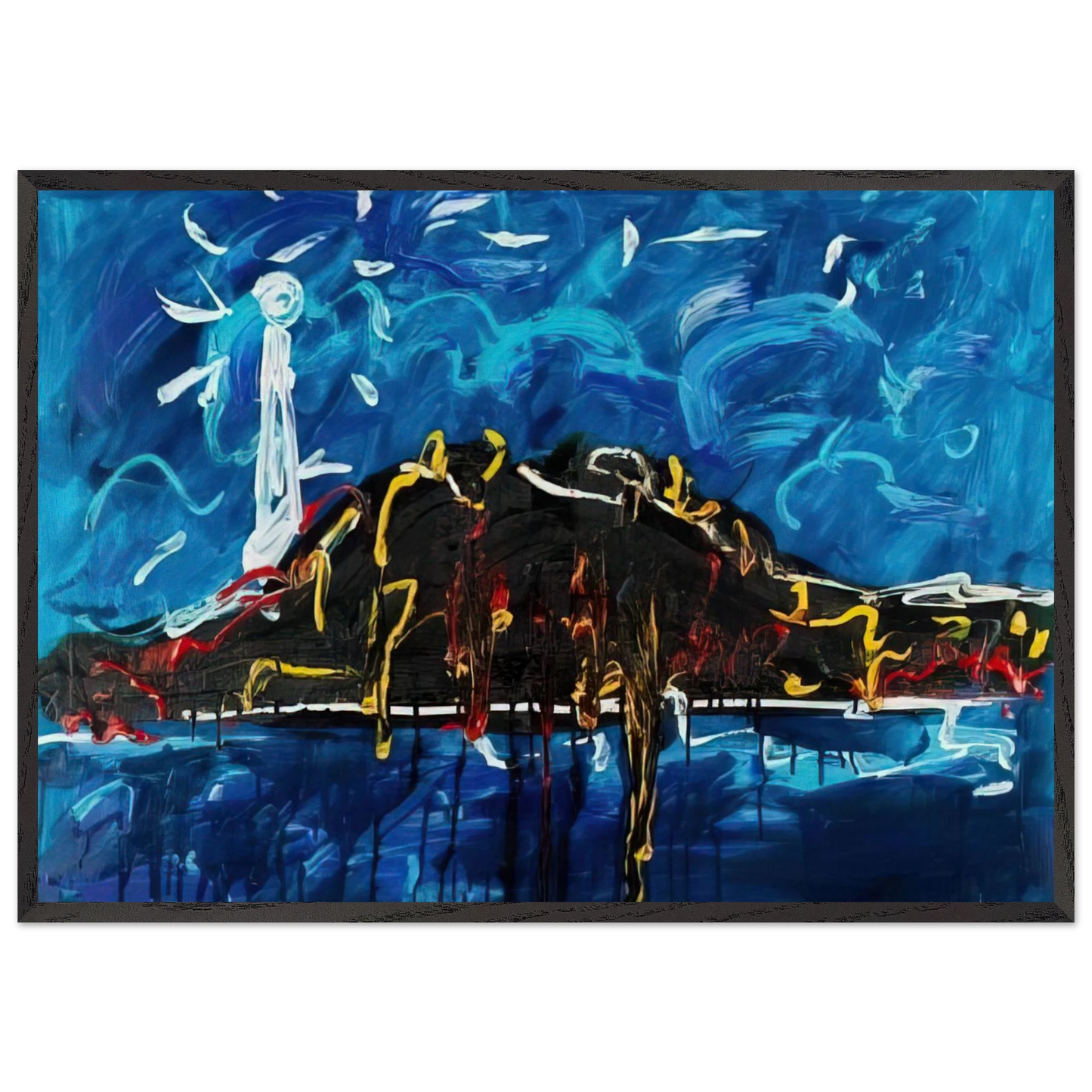 Il Vulcano - Art Informel - Mario Schifano 70x100 cm / 28x40 inches Framed Art Print – Black Wooden Frame