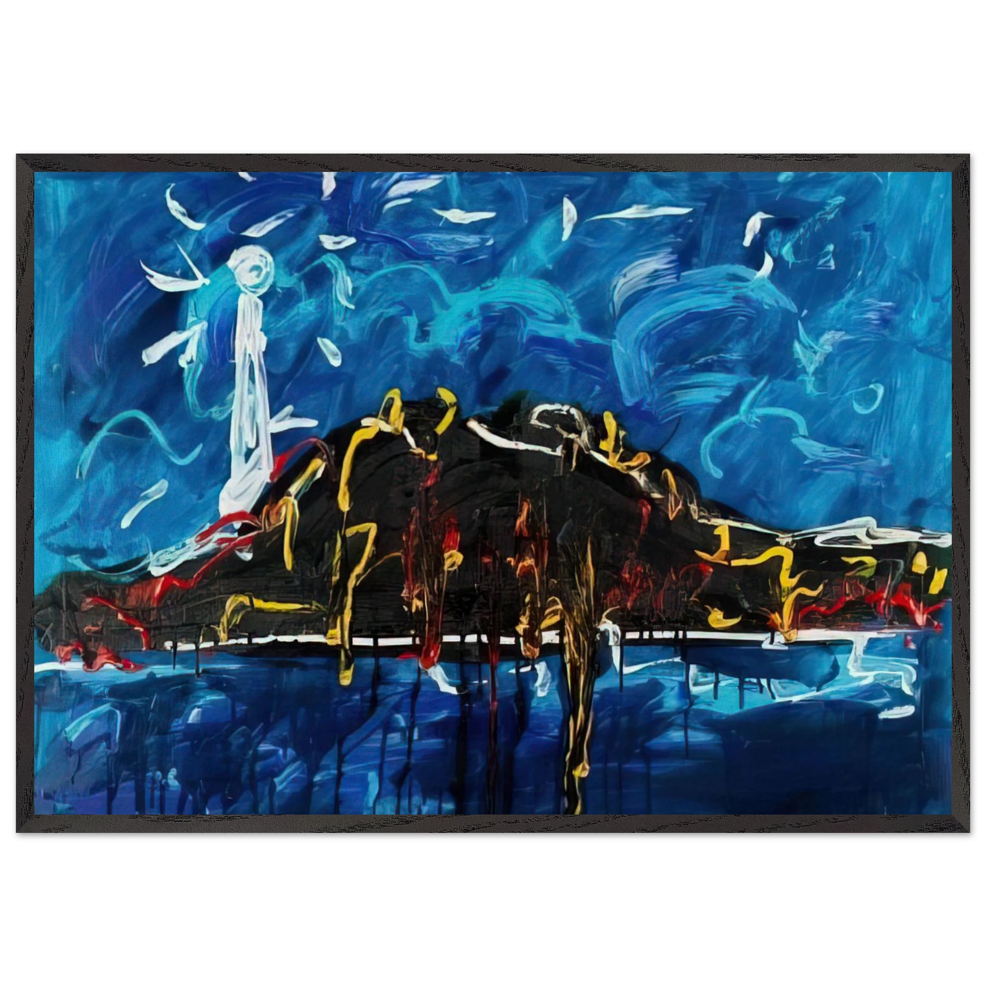 Il Vulcano - Art Informel - Mario Schifano 70x100 cm / 28x40 inches Framed Art Print – Black Wooden Frame