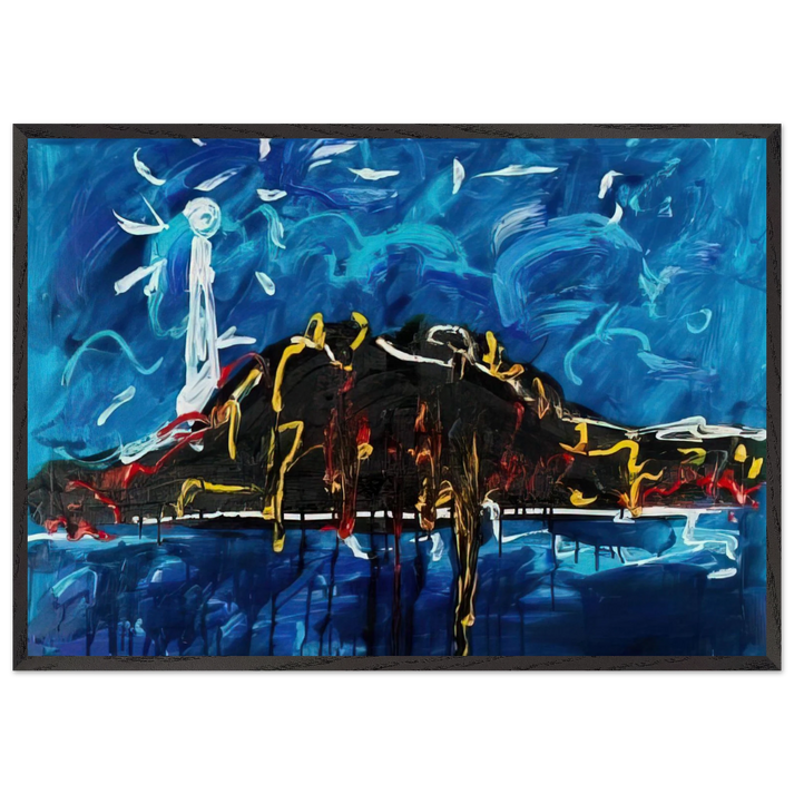 Il Vulcano - Art Informel - Mario Schifano 70x100 cm / 28x40 inches Framed Art Print – Black Wooden Frame