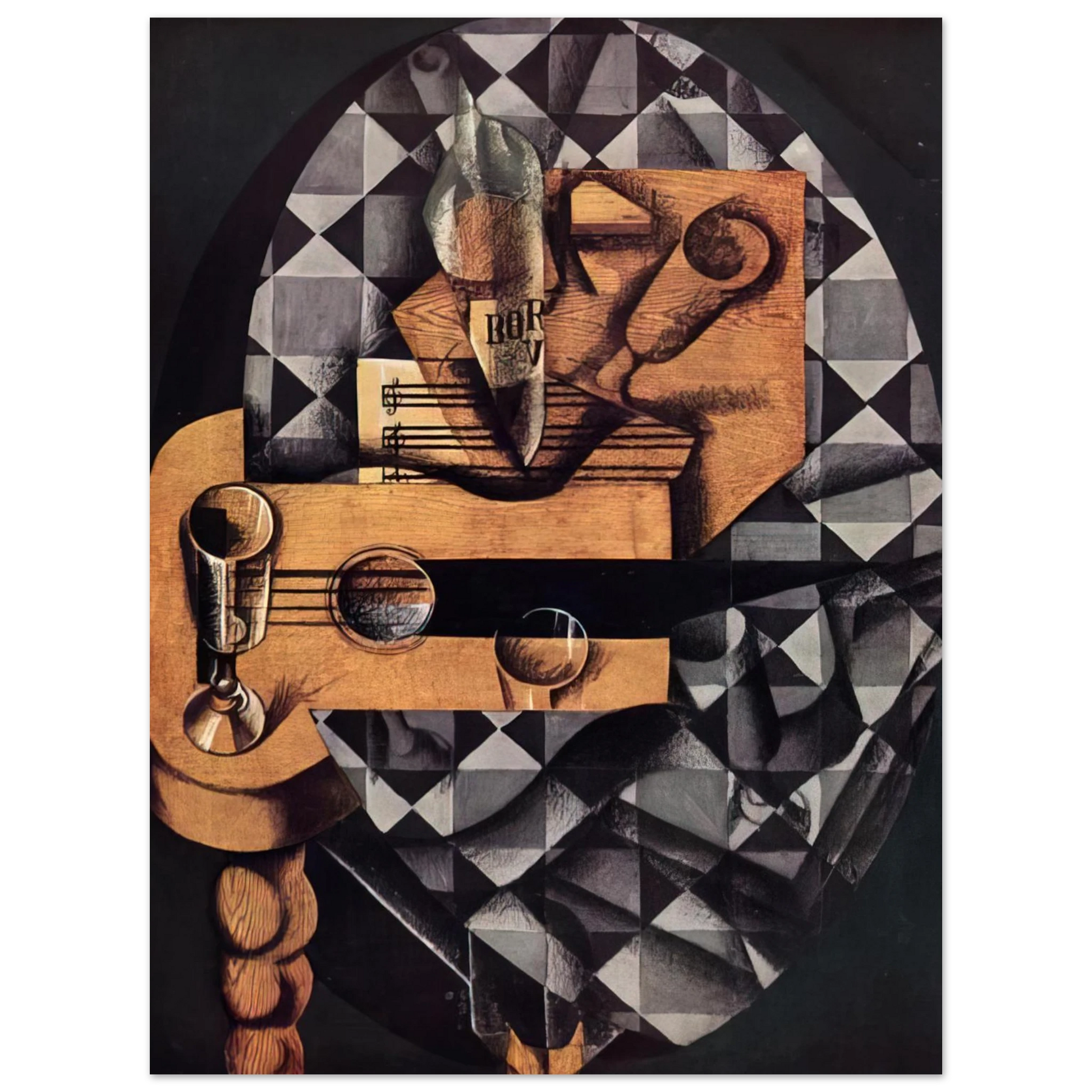 Juan Gris - GUITAR BOTTLE AND GLASS 1914 Fine Art Poster - Default Title