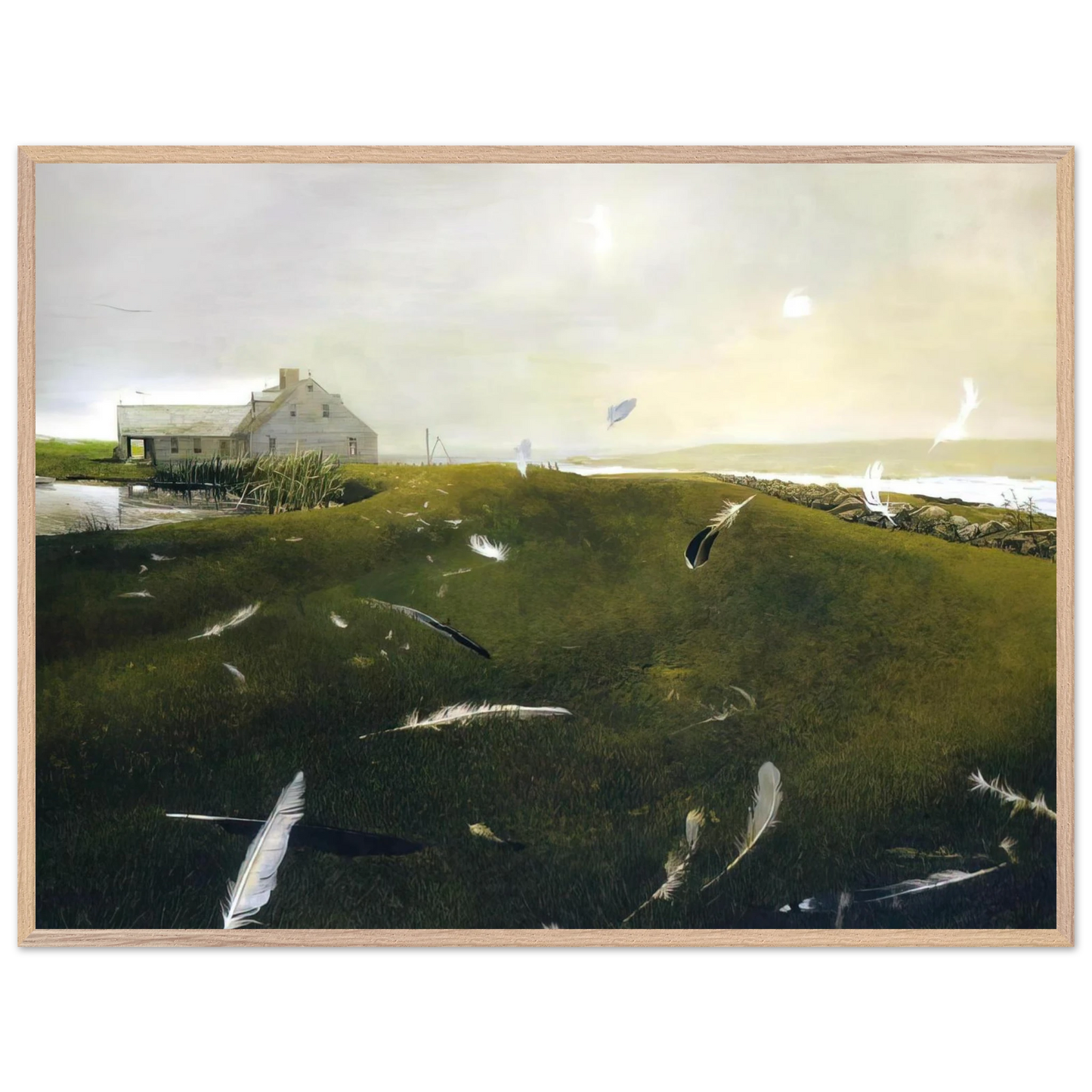 Andrew Wyeth - AIRBORNE Wall Art - 21x29.7 cm / 8x12" - Premium Wooden Framed Poster With Fine Art Paper - Black frame