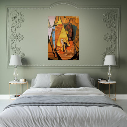 A MAN IN A CAFE 1914 - Juan Gris Brushed Aluminum Print - 70x100 cm / 28x40 inches | Juan Gris Aluminum Print | Juan Gris Prints