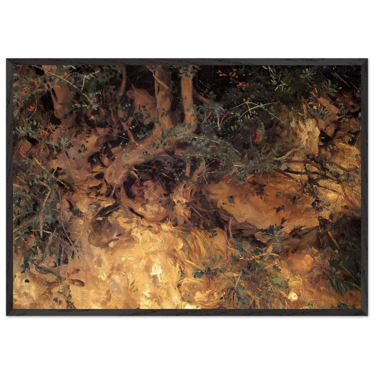 Valdemosa Majorca Thistles and Herbage on a Hillside - John Singer Sargent Framed Art Print – Black Wooden Frame - Default Title - -Framed Art Print