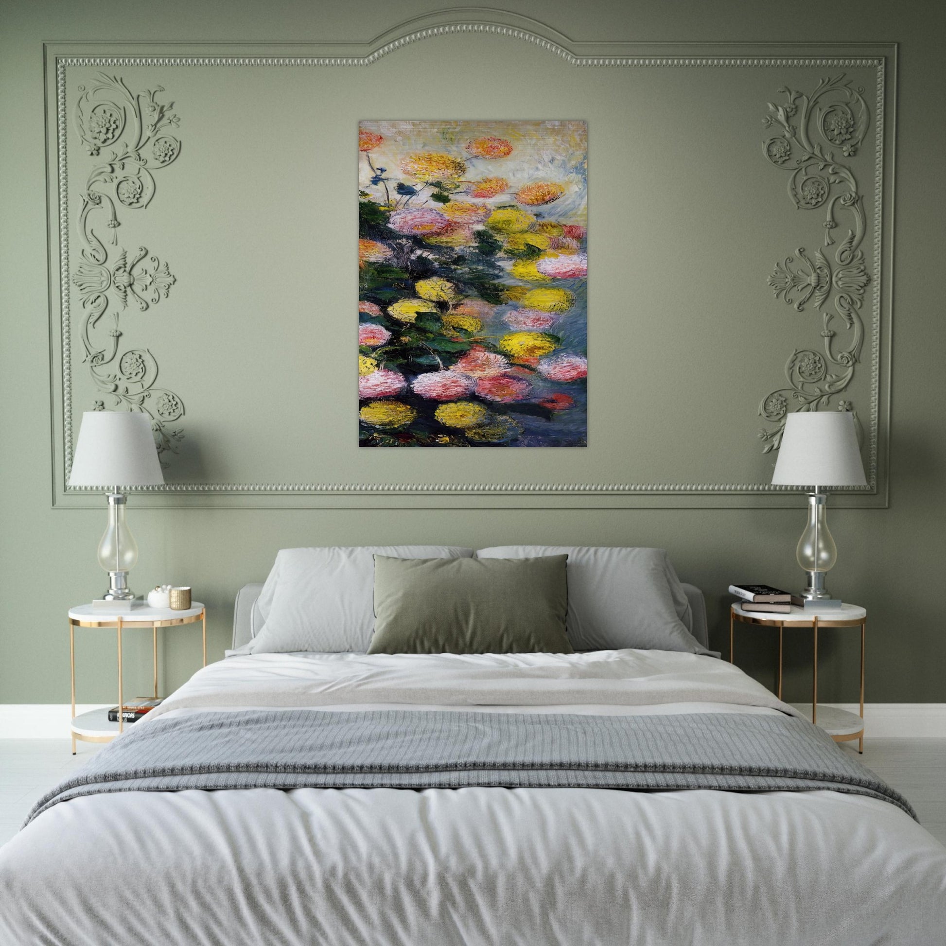 Dahlias 2 - claude monet Brushed Aluminum Print - 70x100 cm / 28x40 inches | claude monet Aluminum Print | claude monet Prints