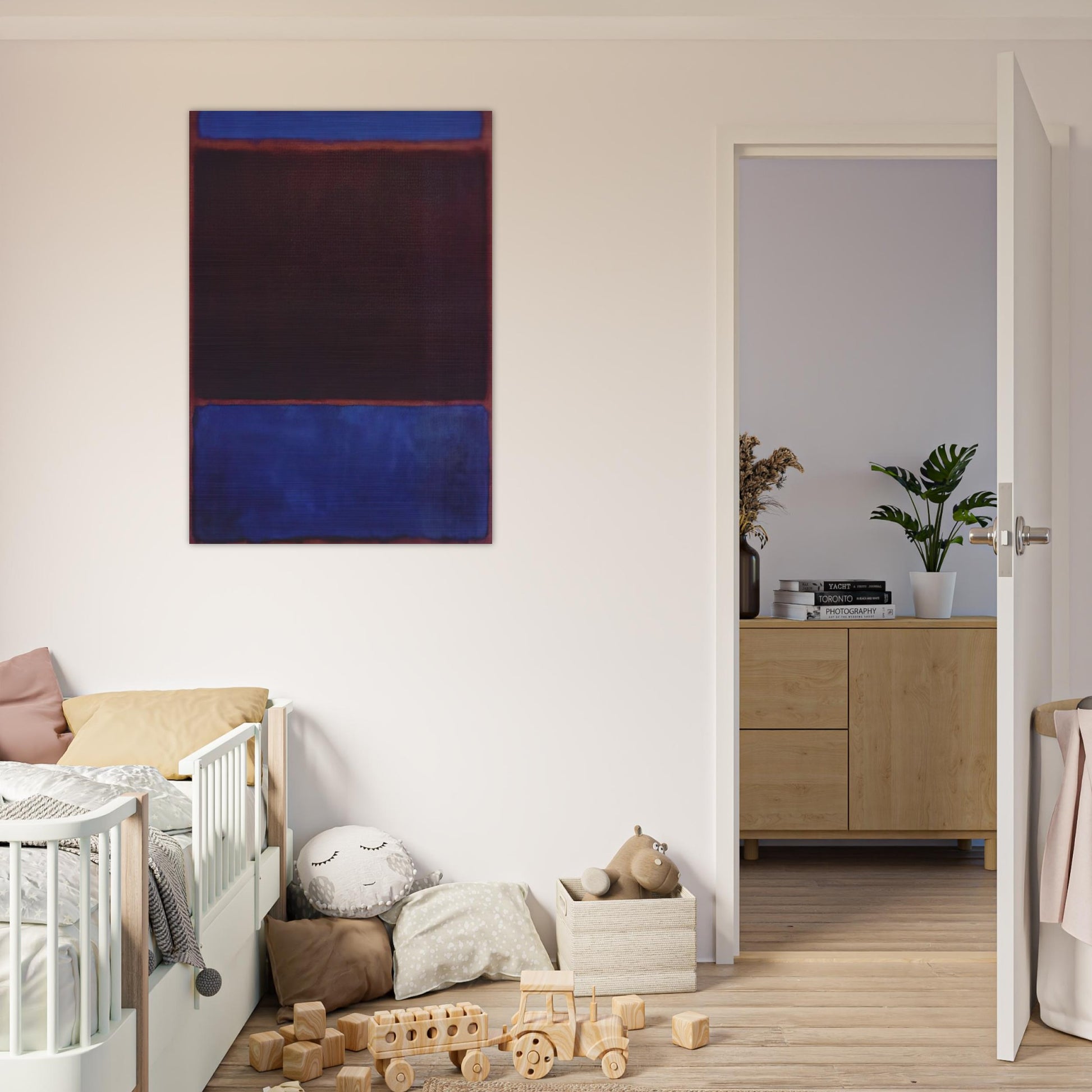 No. 3 Bright Blue, Brown, Dark Blue on Wine - 1962 - Mark Rothko Brushed Aluminum Print - 70x100 cm / 28x40 inches | Mark Rothko Aluminum Print | Mark Rothko Prints