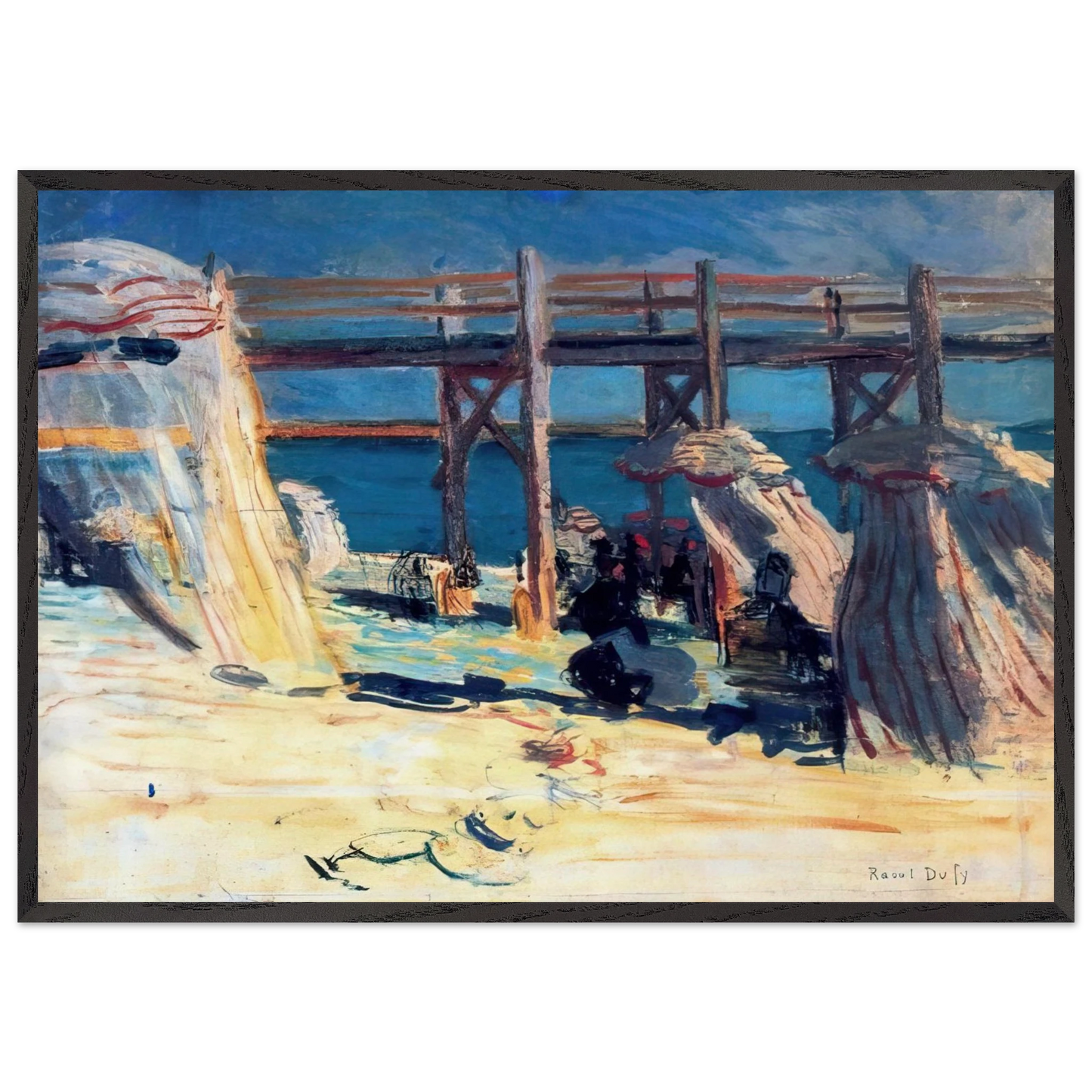 SANDY BEACH OF SAINTE ADRESSE - Raoul Dufy Framed Art Print – Black Wooden Frame - Default Title - -Framed Art Print