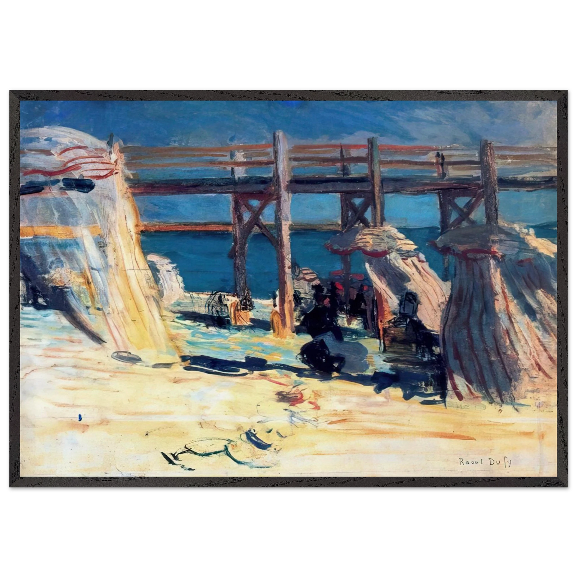 SANDY BEACH OF SAINTE ADRESSE - Raoul Dufy Framed Art Print – Black Wooden Frame - Default Title - -Framed Art Print