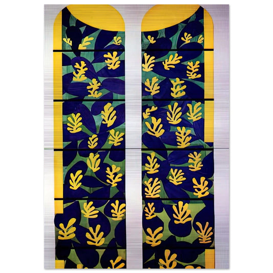 TREE OF LIFE STAINED GLASS BEHIND THE ALTAR IN THE CHAPEL OF THE ROSARY AT VENCE 1951 - Henri Matisse Brushed Aluminum Print - 70x100 cm / 28x40 inches | Henri Matisse Aluminum Print | Henri Matisse Prints