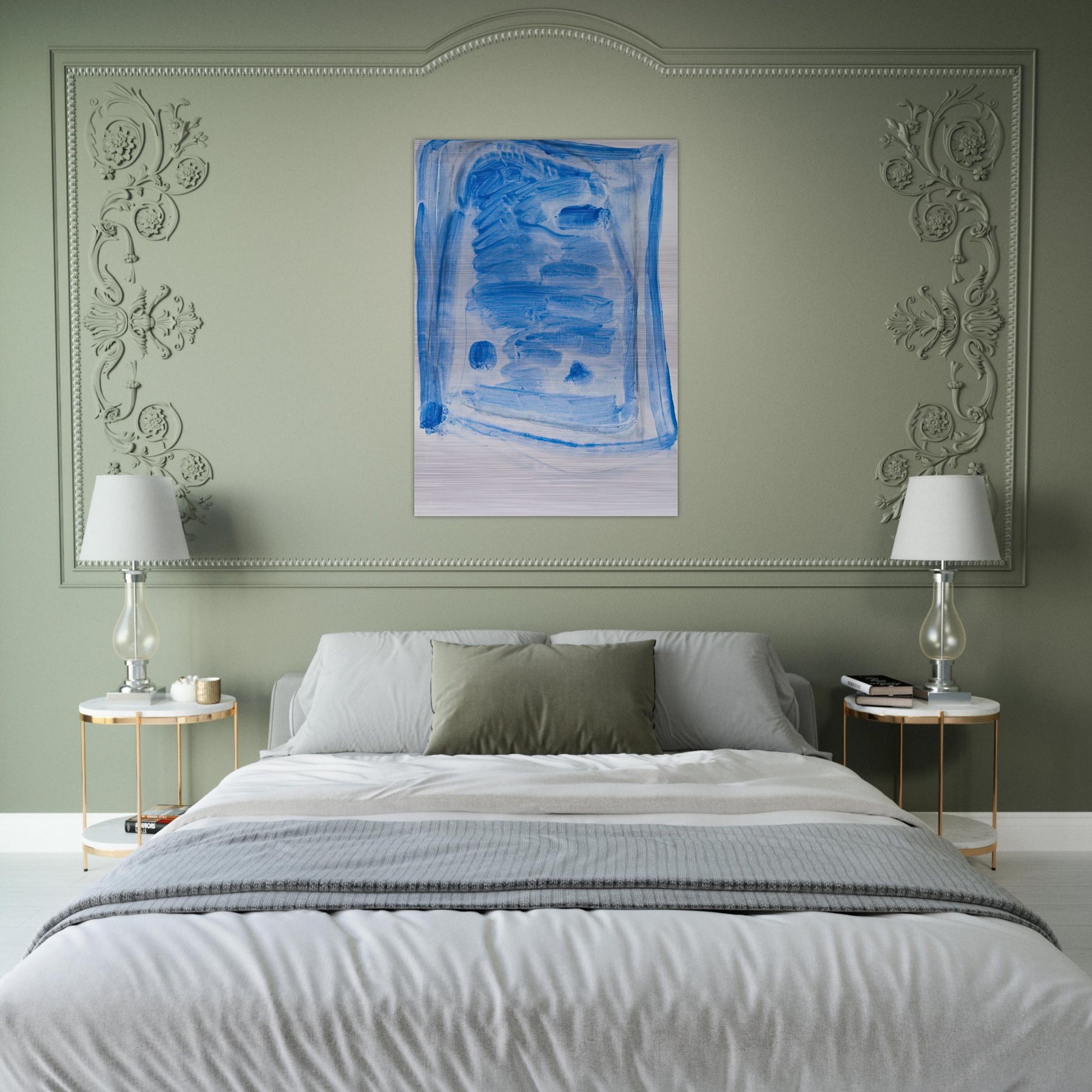 Sketchy Cobaltic Blue Flag - 2009 - Ralston Crawford Brushed Aluminum Print - 70x100 cm / 28x40 inches | Ralston Crawford Aluminum Print | Ralston Crawford Prints