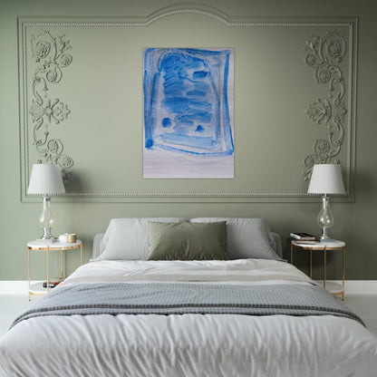 Sketchy Cobaltic Blue Flag - 2009 - Ralston Crawford Brushed Aluminum Print - 70x100 cm / 28x40 inches | Ralston Crawford Aluminum Print | Ralston Crawford Prints