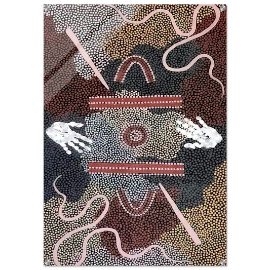 Initiation Ceremony - 1998 - Clifford Possum Tjapaltjarri Acrylic Print - 70x100 cm / 28x40″ inches | Clifford Possum Tjapaltjarri Wall Art | Clifford Possum Tjapaltjarri Prints