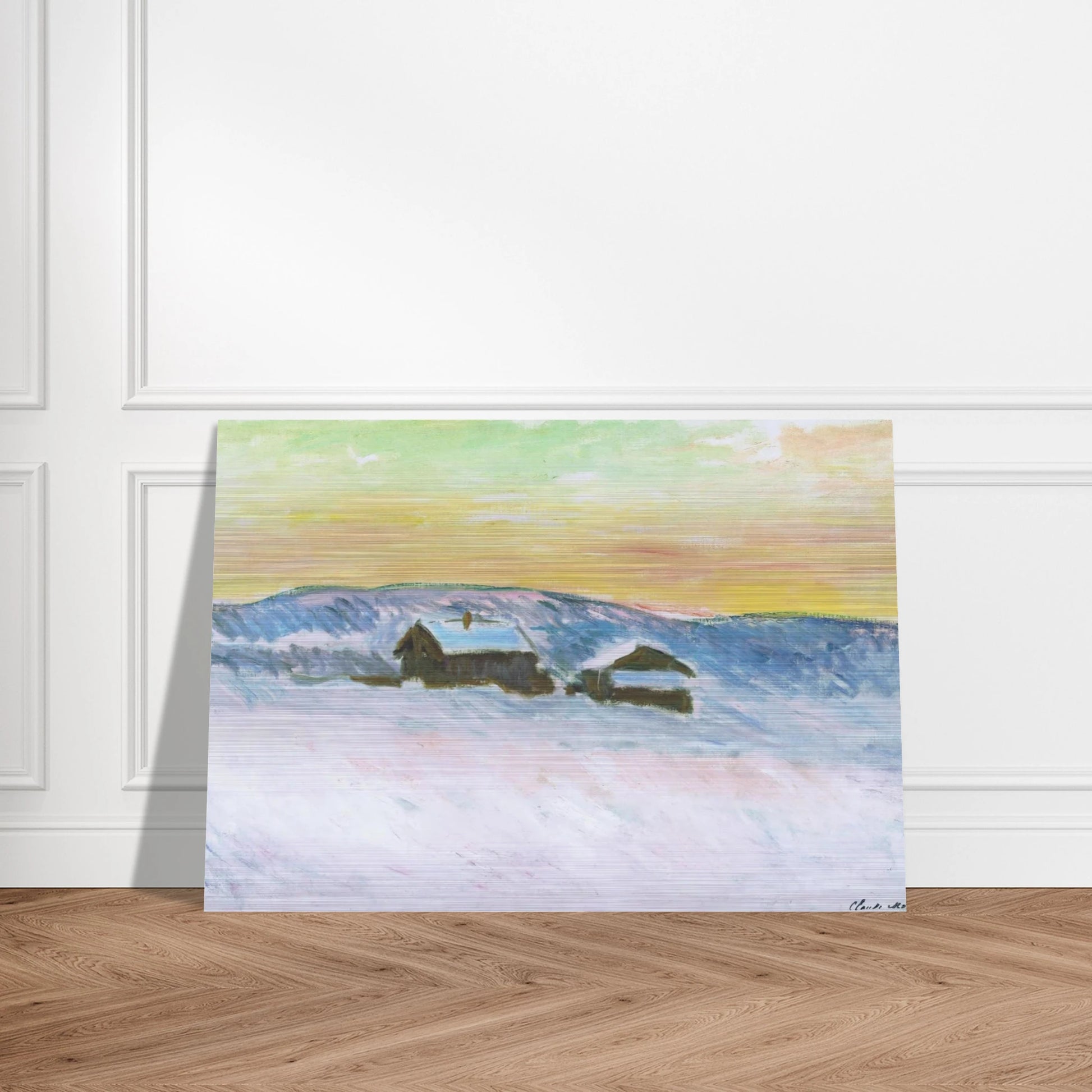 Paysage of Norway, the Blue Houses - claude monet Brushed Aluminum Print - 70x100 cm / 28x40 inches | claude monet Aluminum Print | claude monet Prints