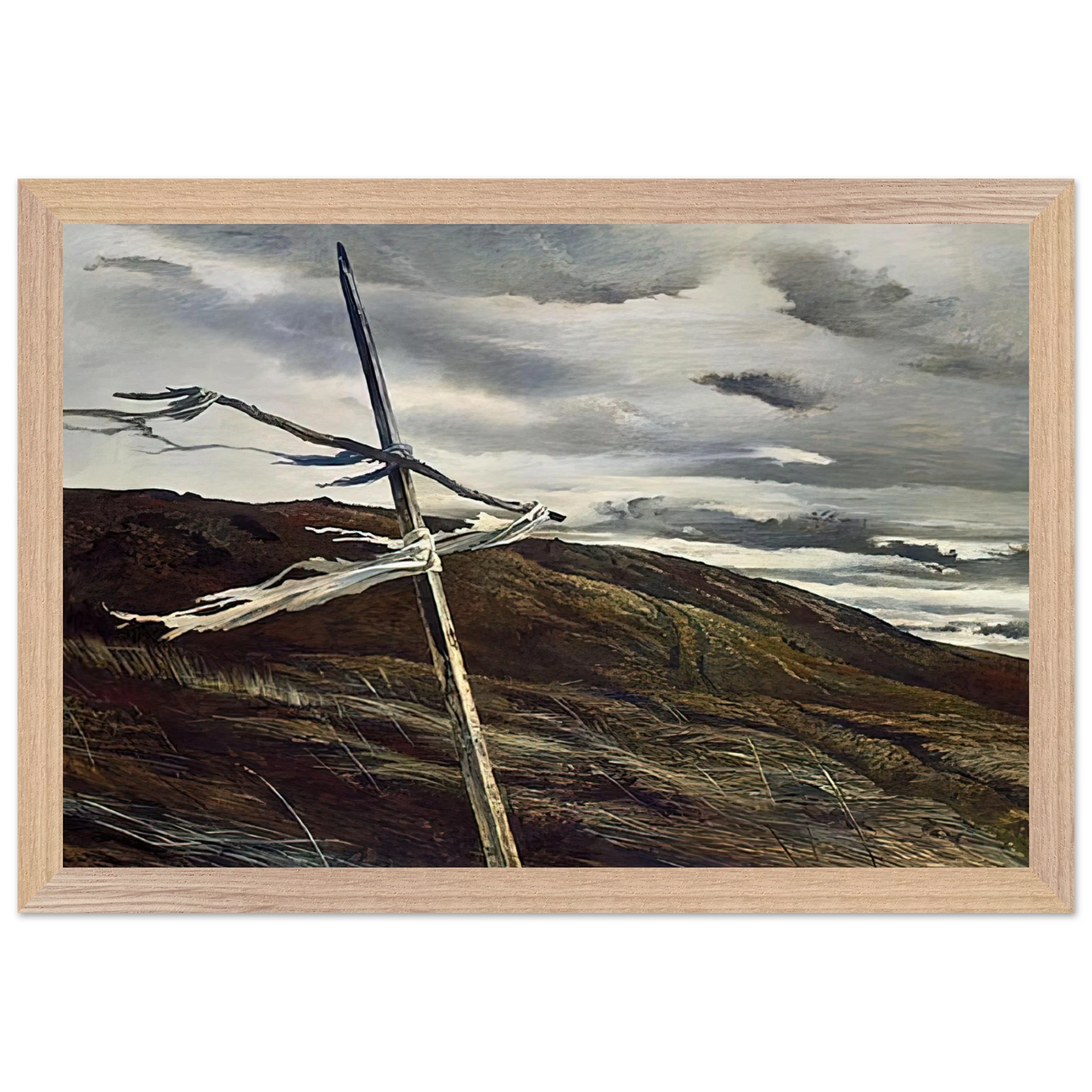 Andrew Wyeth - DODGES RIDGE 1947 Wall Art - 21x29.7 cm / 8x12" - Premium Wooden Framed Poster With Fine Art Paper - White frame