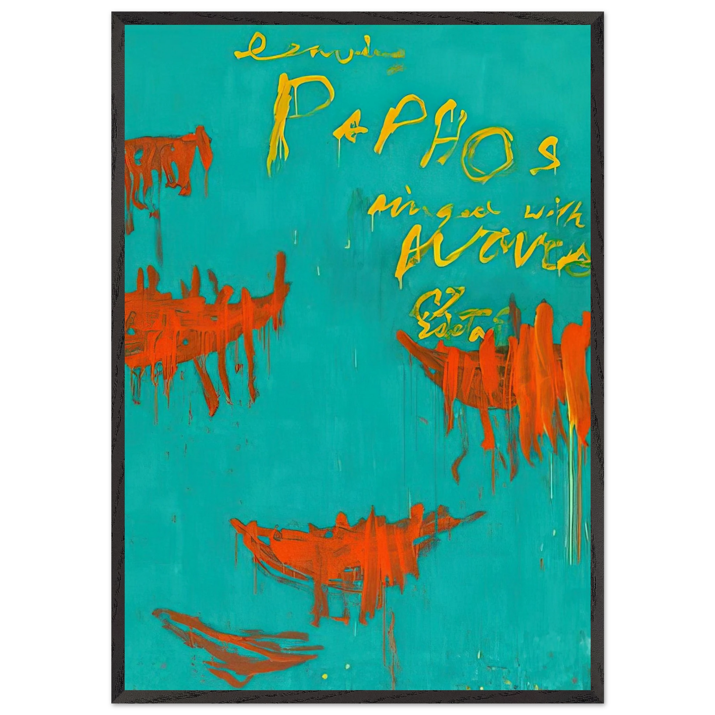 Leaving Paphos Ringed With Waves III - Cy Twombly Framed Art Print – Black Wooden Frame - Default Title - -Framed Art Print