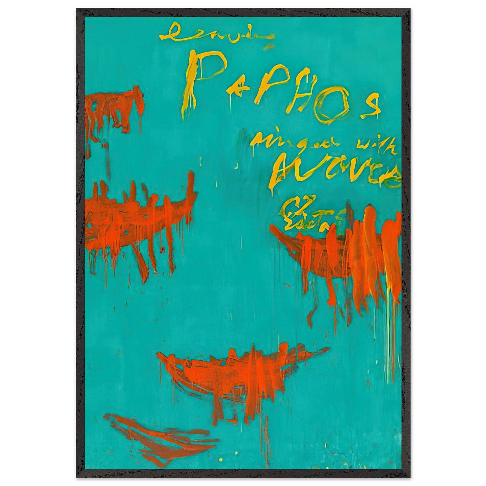 Leaving Paphos Ringed With Waves III - Cy Twombly Framed Art Print – Black Wooden Frame - Default Title - -Framed Art Print