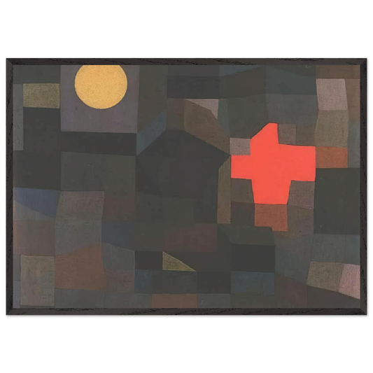 FIRE FULL MOON 1933 - Paul Klee 70x100 cm / 28x40 inches Framed Art Print – Black Wooden Frame
