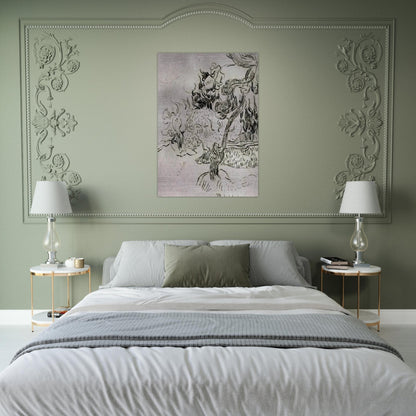 A Pine Tree and Cypresses in the Garden of the Asylum - Vincent van Gogh Brushed Aluminum Print - 70x100 cm / 28x40 inches | Vincent van Gogh Aluminum Print | Vincent van Gogh Prints