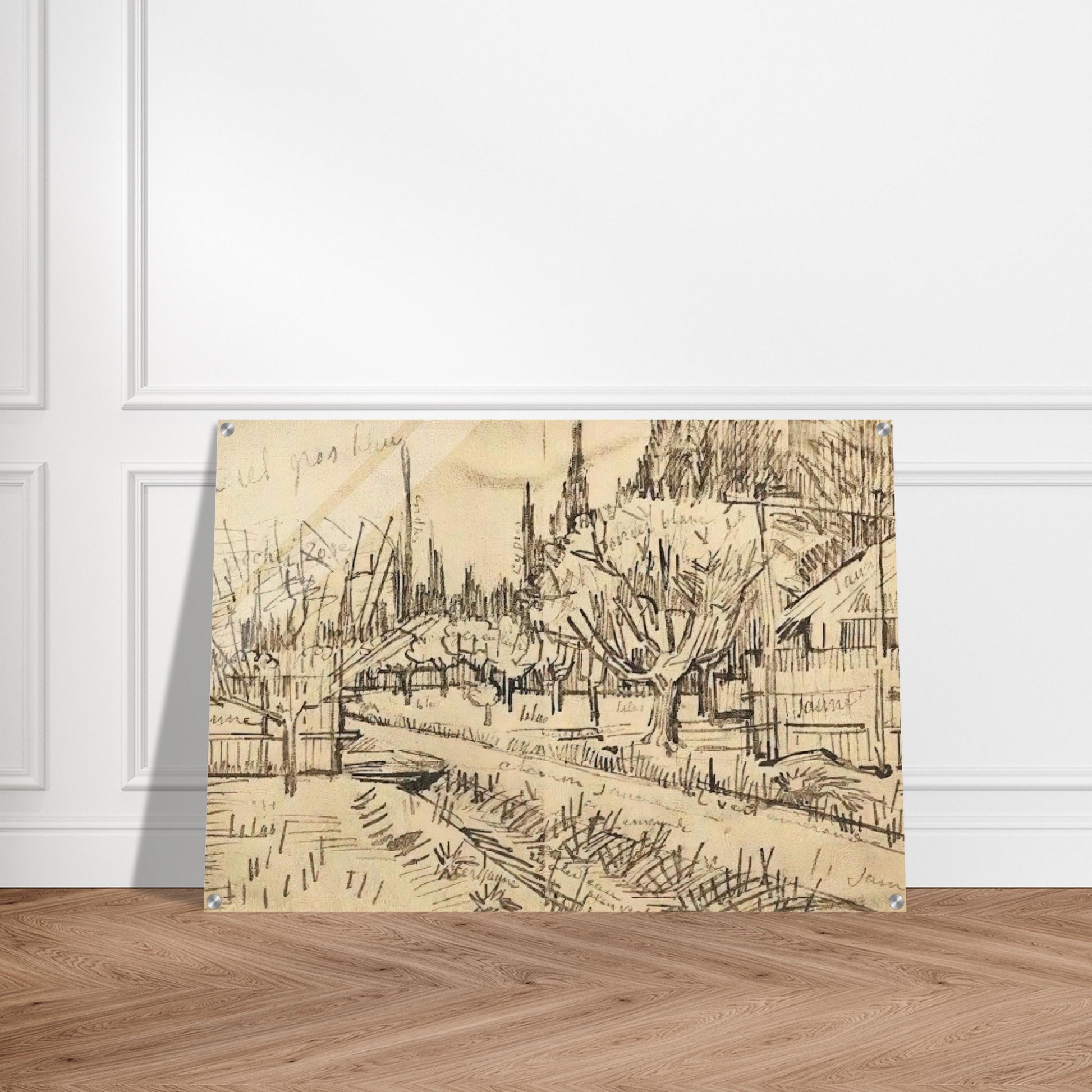 Orchard Surrounded by Cypresses - Vincent van Gogh Acrylic Print - 70x100 cm / 28x40″ inches | Vincent van Gogh Wall Art | Vincent van Gogh Prints