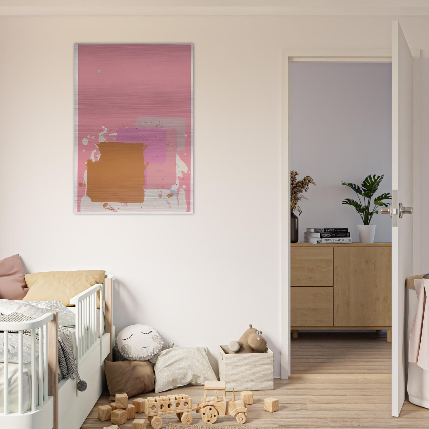 Brown Black on Pink - 1971 - John Hoyland Brushed Aluminum Print - 70x100 cm / 28x40 inches | John Hoyland Aluminum Print | John Hoyland Prints