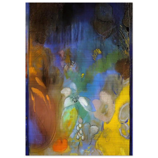 WOMAN IN PROFILE WITH FLOWERS - Odilon Redon Brushed Aluminum Print - 70x100 cm / 28x40 inches | Odilon Redon Aluminum Print | Odilon Redon Prints