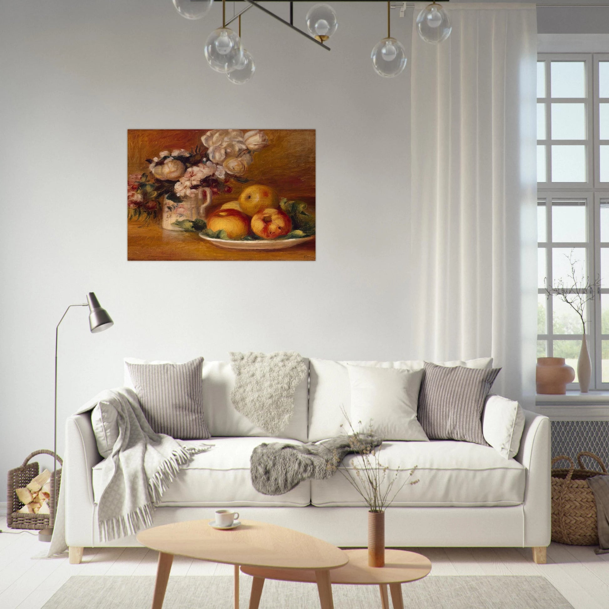 Apples and Flowers - Pierre-Auguste Renoir Brushed Aluminum Print - 70x100 cm / 28x40 inches | Pierre-Auguste Renoir Aluminum Print | Pierre-Auguste Renoir Prints