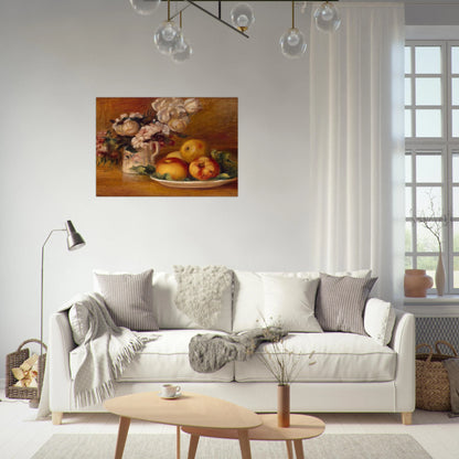 Apples and Flowers - Pierre-Auguste Renoir Brushed Aluminum Print - 70x100 cm / 28x40 inches | Pierre-Auguste Renoir Aluminum Print | Pierre-Auguste Renoir Prints