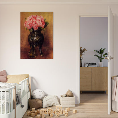 Roses in a China Vase - Pierre-Auguste Renoir Brushed Aluminum Print - 70x100 cm / 28x40 inches | Pierre-Auguste Renoir Aluminum Print | Pierre-Auguste Renoir Prints