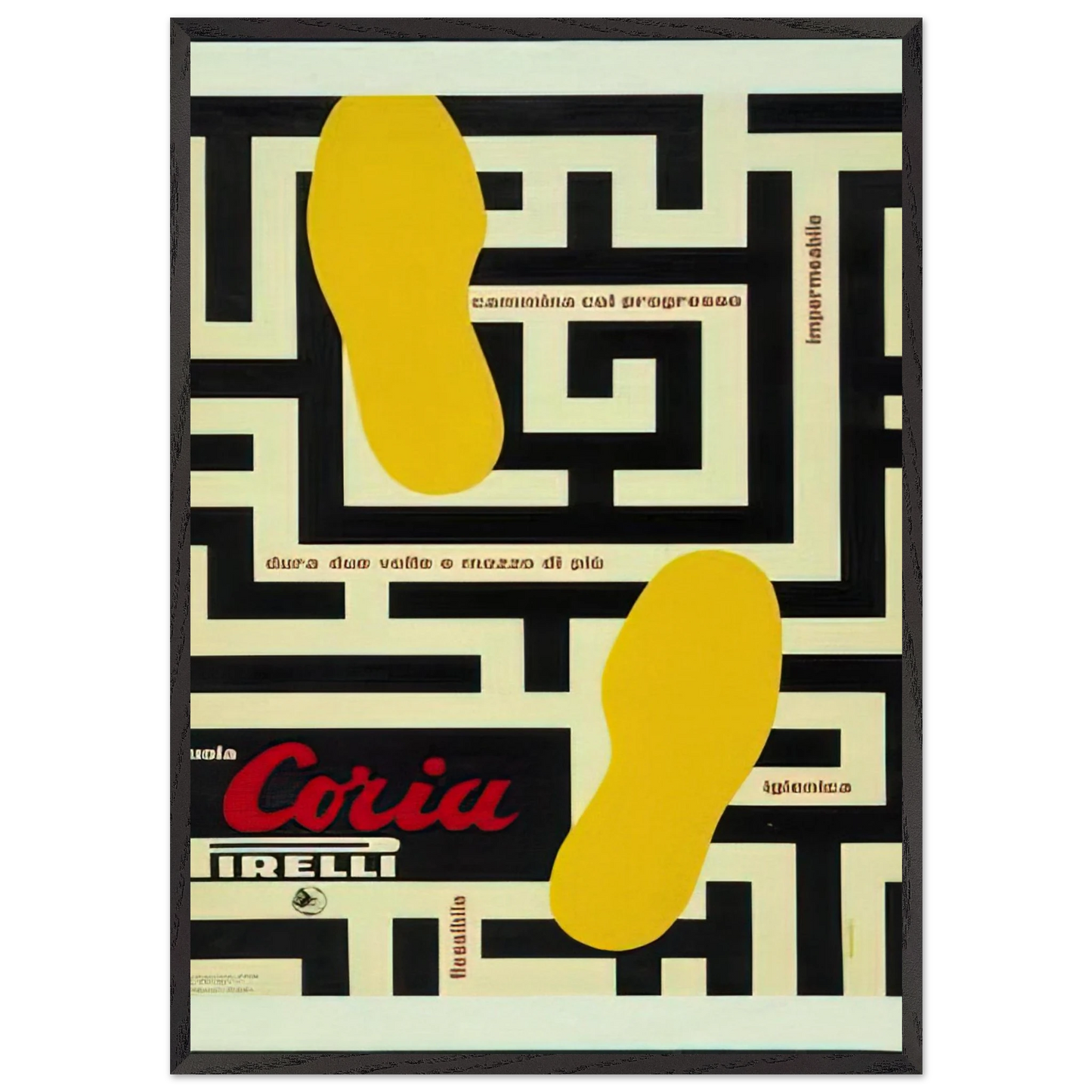 Pirelli Suola Coria - 1953 - Bruno Munari Framed Art Print – Black Wooden Frame - Default Title - -Framed Art Print