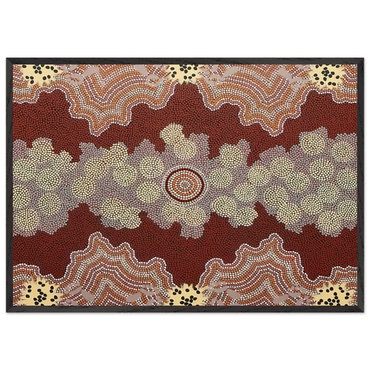 Malaka Honey Ant Dreaming - 1992 - Clifford Possum Tjapaltjarri Framed Art Print – Black Wooden Frame - Default Title - -Framed Art Print