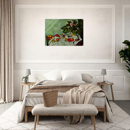 Still Life with Apples and a Pot of Primroses - Paul Cézanne Acrylic Print - 70x100 cm / 28x40″ inches