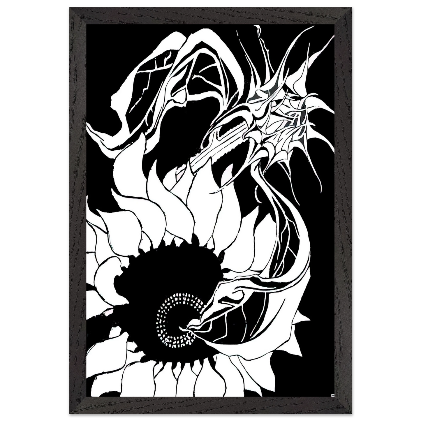 MC Escher - SUNFLOWERS Wall Art - 21x29.7 cm / 8x12" - Premium Wooden Framed Poster With Fine Art Paper - Black frame