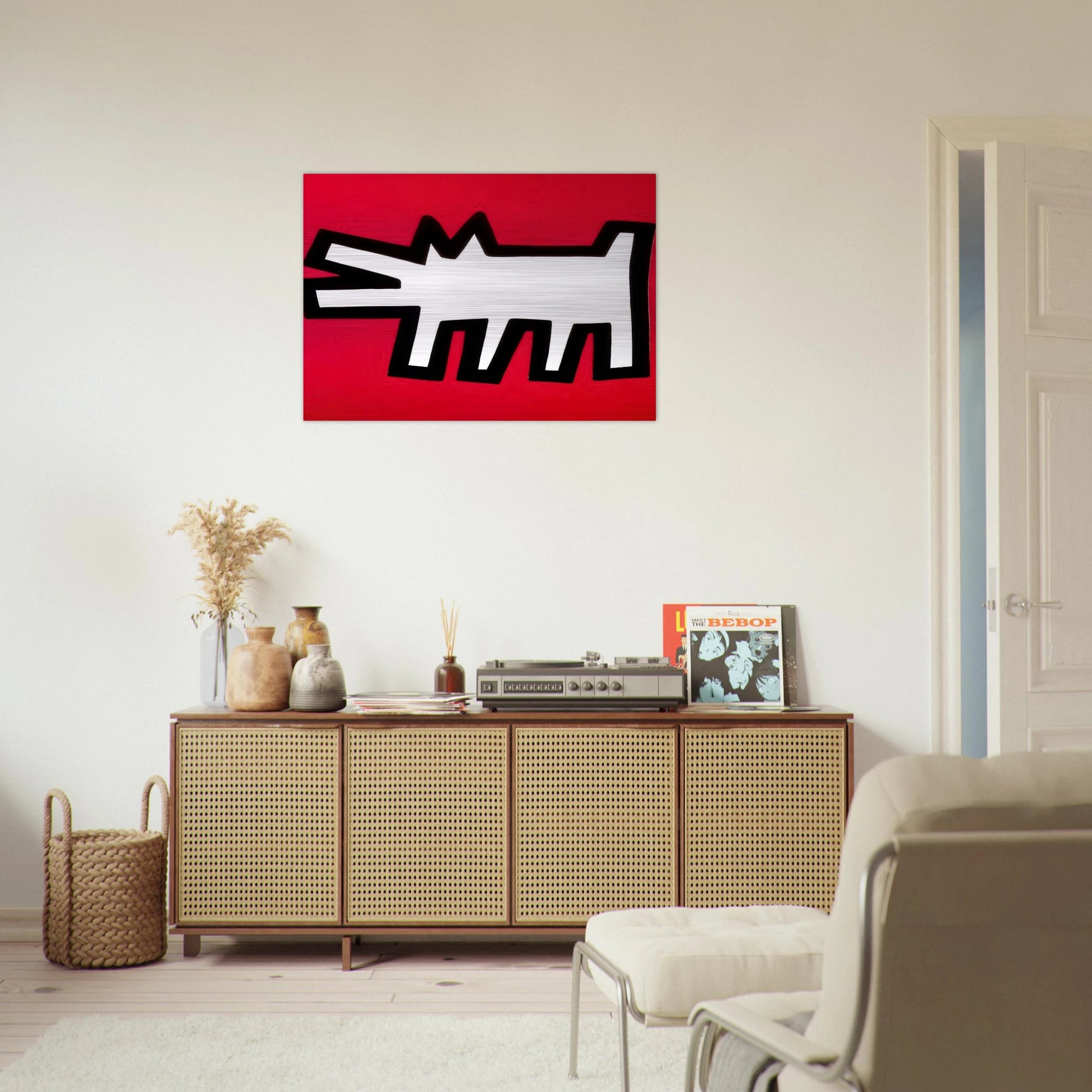BARKING DOG 1990 - Keith Haring Brushed Aluminum Print - 70x100 cm / 28x40 inches | Keith Haring Aluminum Print | Keith Haring Prints
