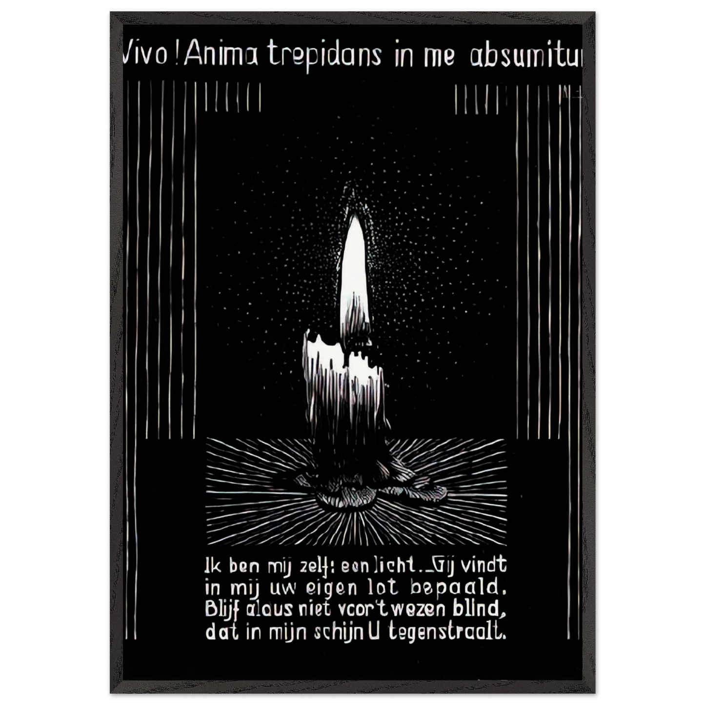 EMBLEMATA CANDLE FLAME - MC Escher Framed Art Print – Black Wooden Frame - Default Title - -Framed Art Print
