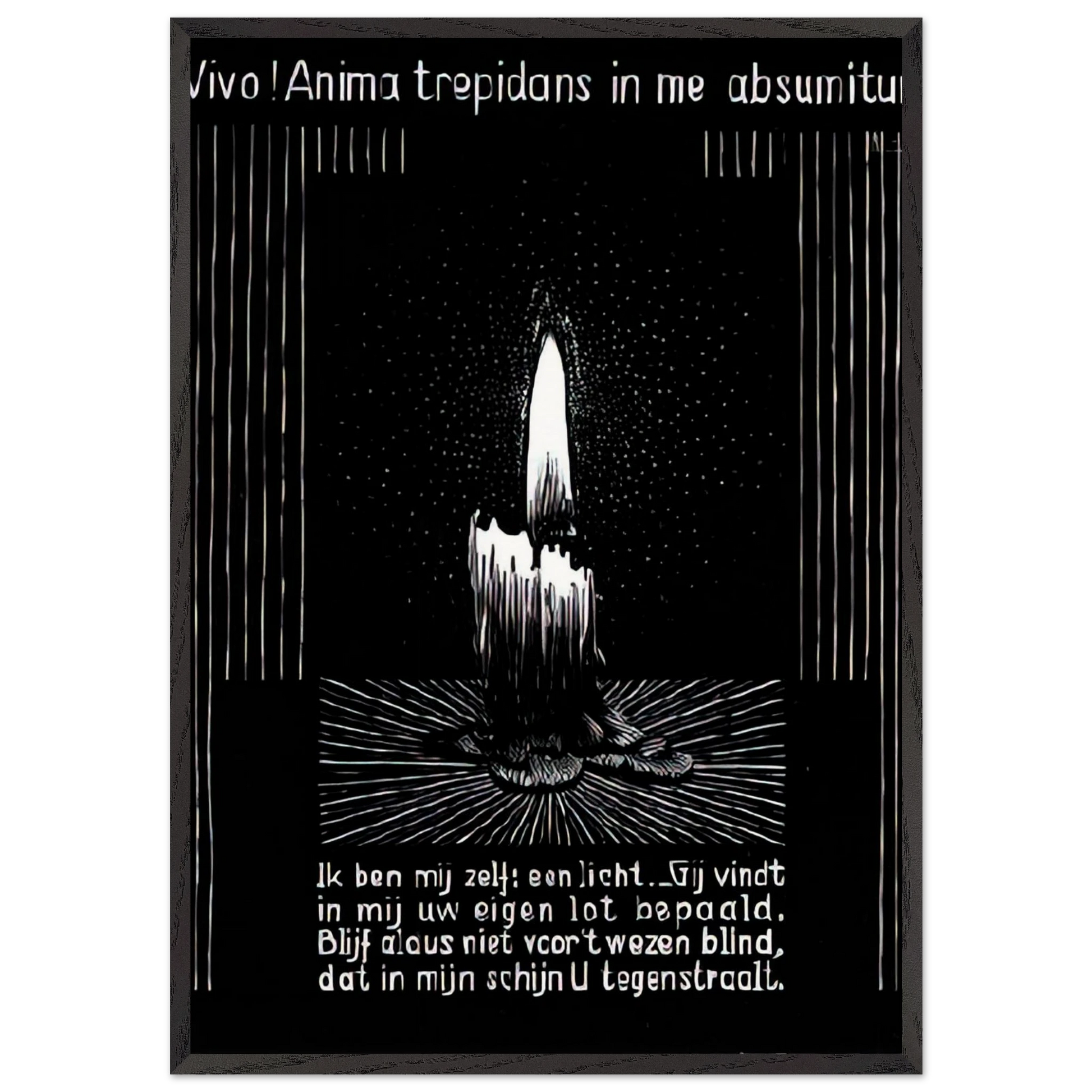 EMBLEMATA CANDLE FLAME - MC Escher Framed Art Print – Black Wooden Frame - Default Title - -Framed Art Print