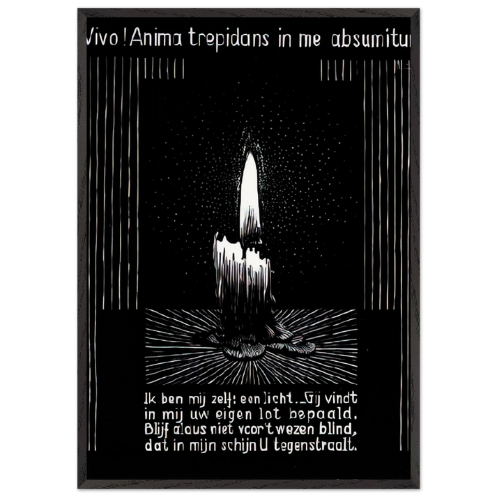 EMBLEMATA CANDLE FLAME - MC Escher 70x100 cm / 28x40 inches Framed Art Print – Black Wooden Frame | Maurits Cornelis Escher Prints