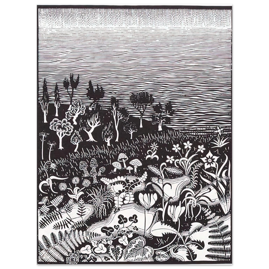 MC Escher - THE 3RD DAY OF THE CREATION Wall Art - 21x29.7 cm / 8x12" - Fine Art Poster - -