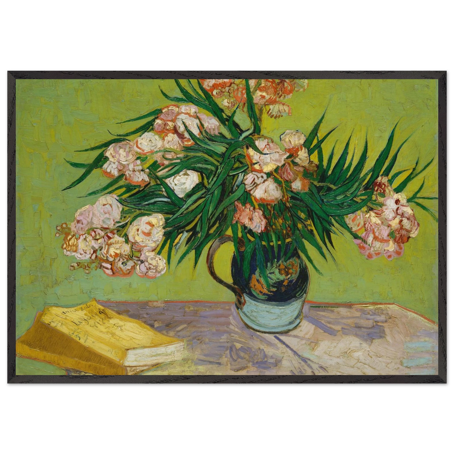 Oleanders and Books - Vincent van Gogh Framed Art Print – Black Wooden Frame - Default Title - -Framed Art Print