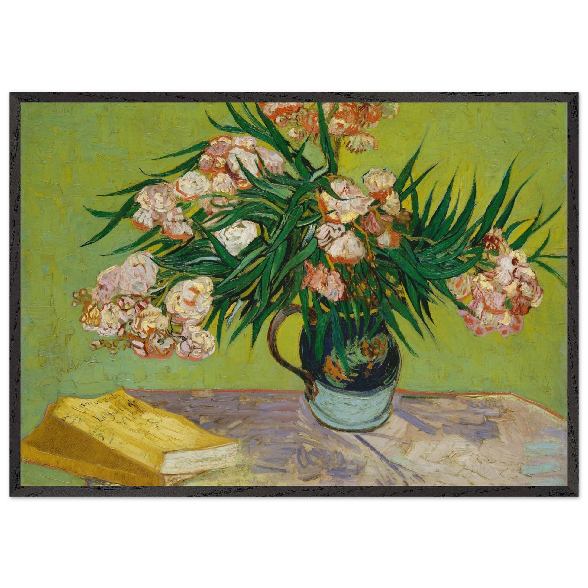 Oleanders and Books - Vincent van Gogh Framed Art Print – Black Wooden Frame - Default Title - -Framed Art Print