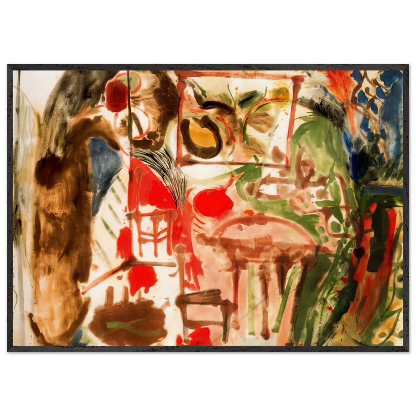 Helen Frankenthaler - Interior - 1957 Wall art - 30x40 cm / 12x16 inches - Premium Wooden Framed Poster With Fine Art Paper - White frame