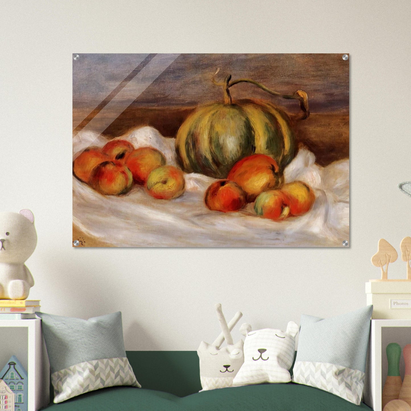 Still Life with Cantalope and Peaches - Pierre-Auguste Renoir Acrylic Print - 70x100 cm / 28x40″ inches | Pierre-Auguste Renoir Wall Art | Pierre-Auguste Renoir Prints