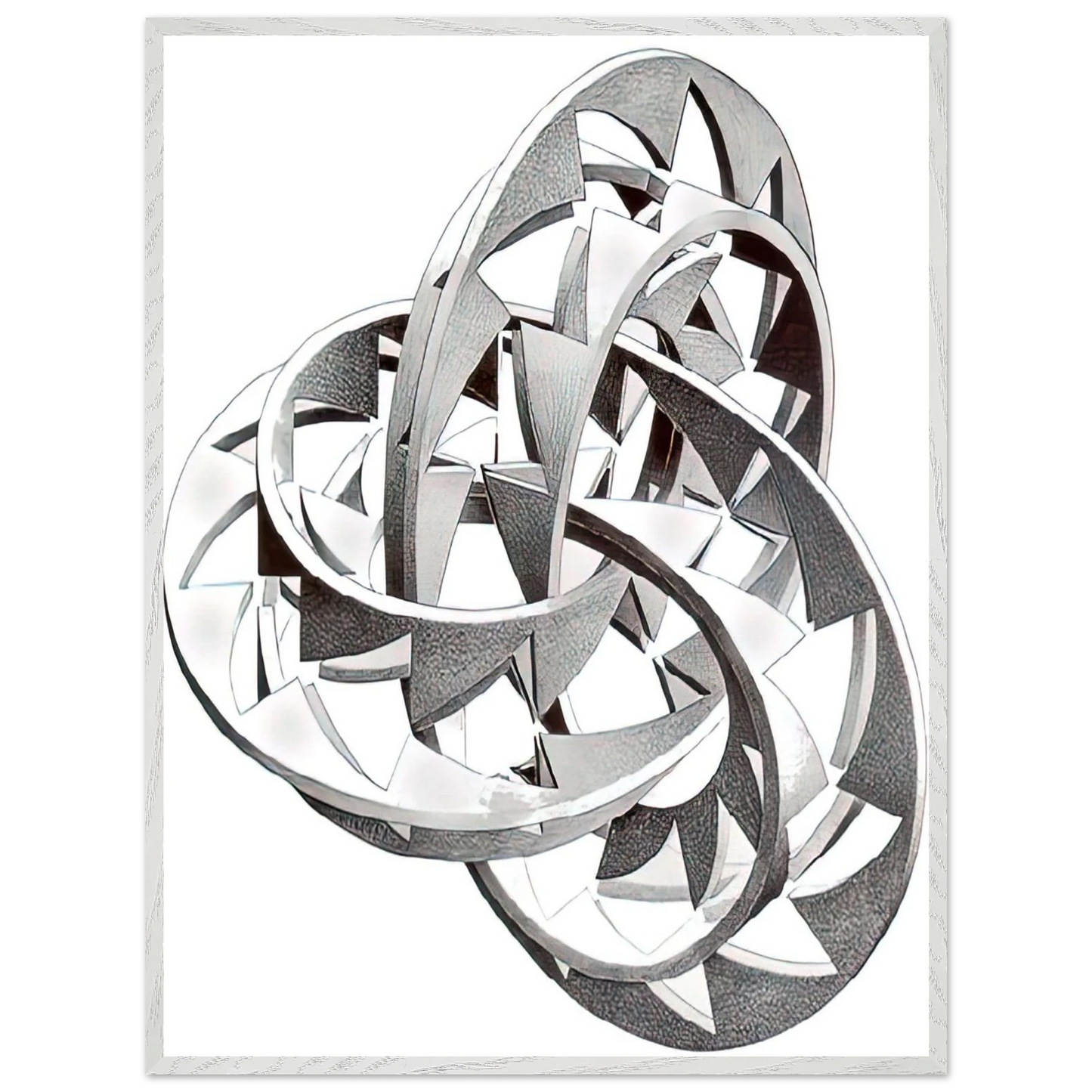 MC Escher - KNOT Wall Art - 60x80 cm / 24x32 inches - Premium Wooden Framed Poster With Fine Art Paper - White frame