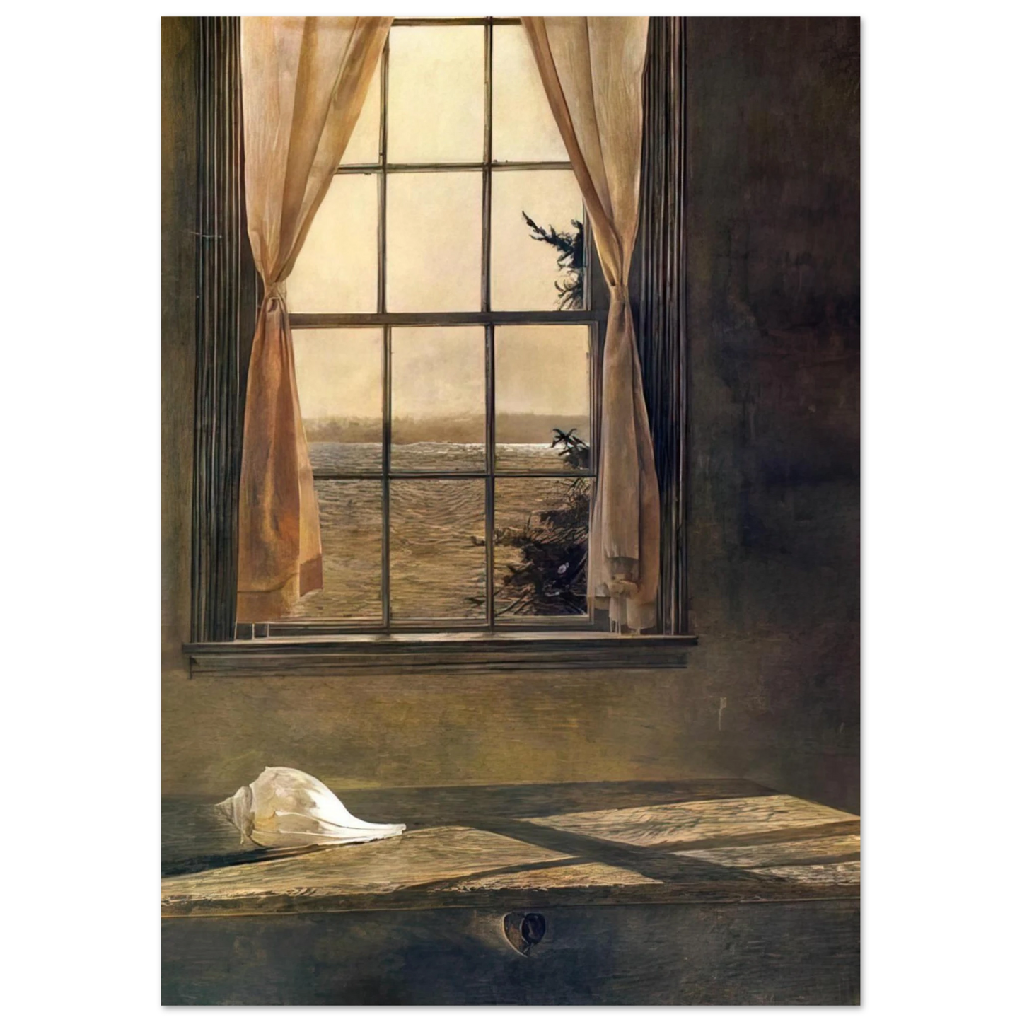 Andrew Wyeth - HER ROOM Wall Art - 30x40 cm / 12x16 inches - Premium Wooden Framed Poster With Fine Art Paper - White frame