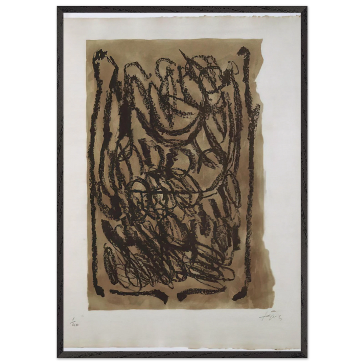 EL PA A LA BARCA 1963 - Antoni Tapies 70x100 cm / 28x40 inches Framed Art Print – Black Wooden Frame